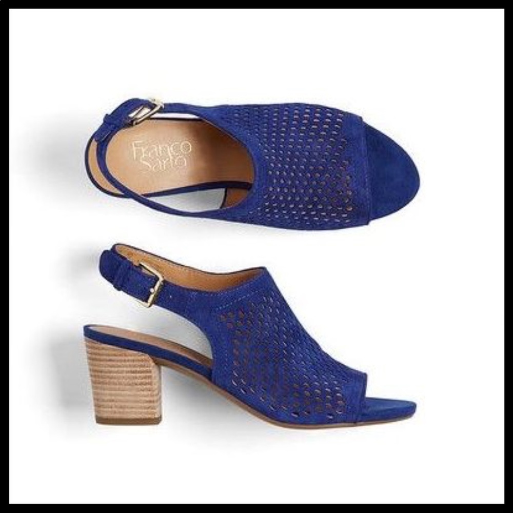 Franco Sarto cobalt laser cut heels